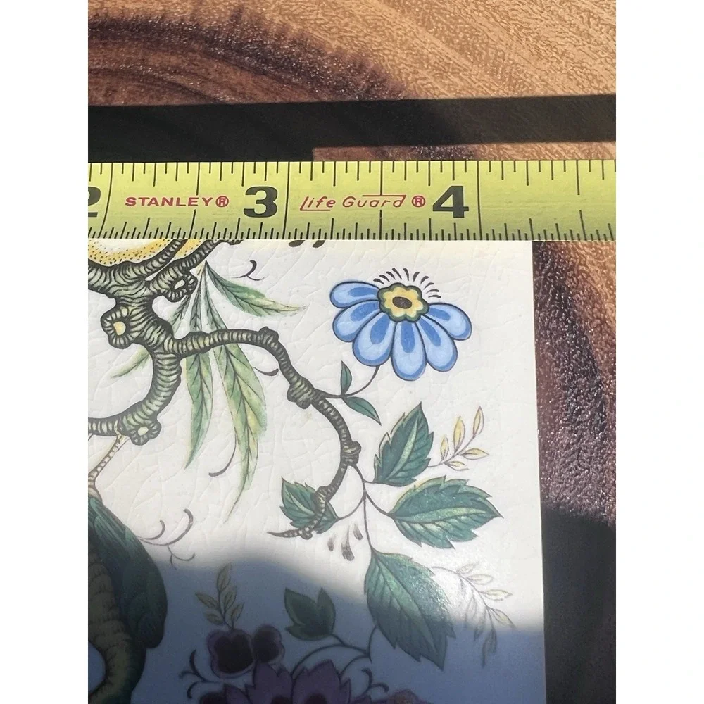 Vintage Purbeck Ceramics Swanage England Trinket Box Peacock Floral Chinoiserie